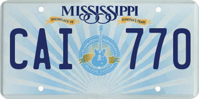 MS license plate CAI770