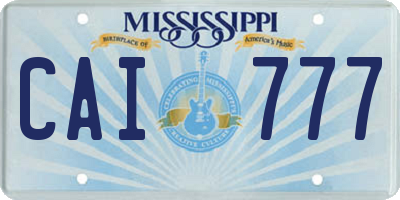 MS license plate CAI777
