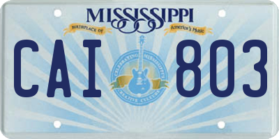 MS license plate CAI803