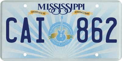 MS license plate CAI862