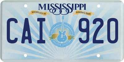 MS license plate CAI920