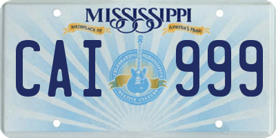 MS license plate CAI999