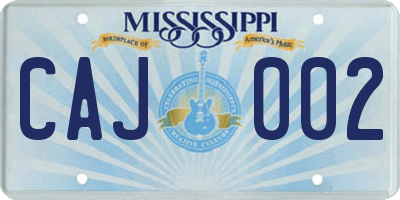 MS license plate CAJ002