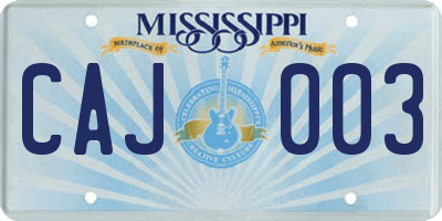 MS license plate CAJ003