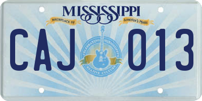 MS license plate CAJ013