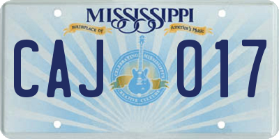 MS license plate CAJ017
