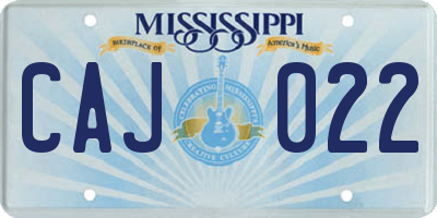 MS license plate CAJ022