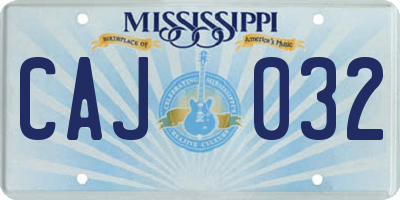 MS license plate CAJ032