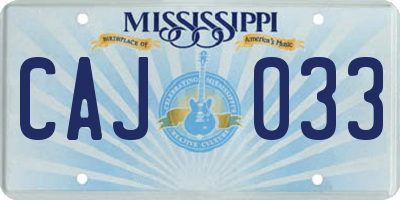 MS license plate CAJ033