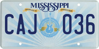 MS license plate CAJ036