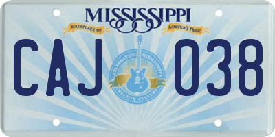 MS license plate CAJ038