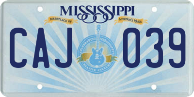 MS license plate CAJ039