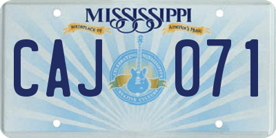 MS license plate CAJ071