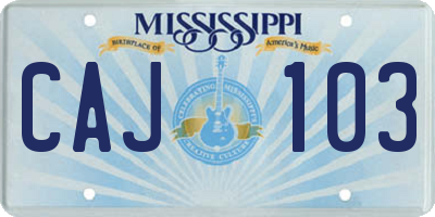 MS license plate CAJ103