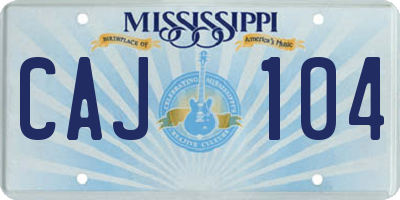 MS license plate CAJ104