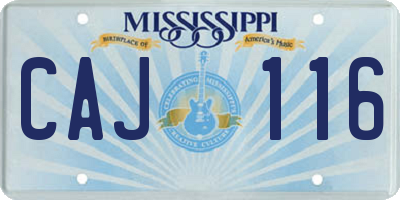 MS license plate CAJ116