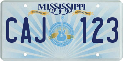 MS license plate CAJ123