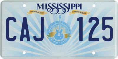 MS license plate CAJ125