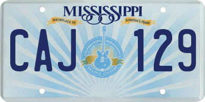 MS license plate CAJ129