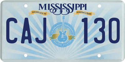 MS license plate CAJ130