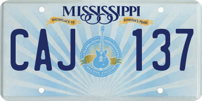 MS license plate CAJ137