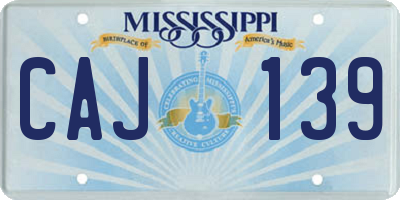 MS license plate CAJ139