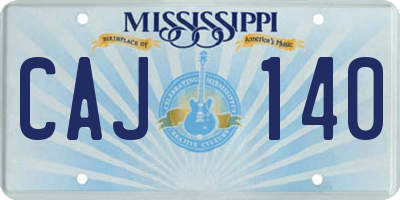 MS license plate CAJ140