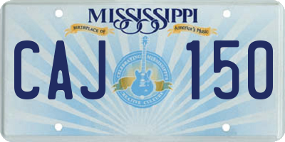 MS license plate CAJ150
