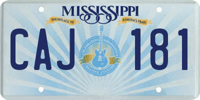 MS license plate CAJ181