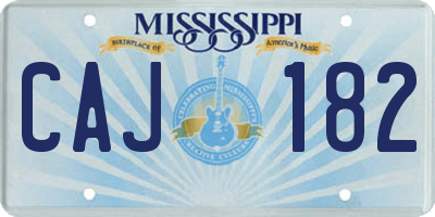 MS license plate CAJ182