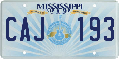 MS license plate CAJ193