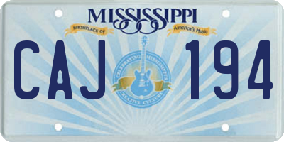 MS license plate CAJ194