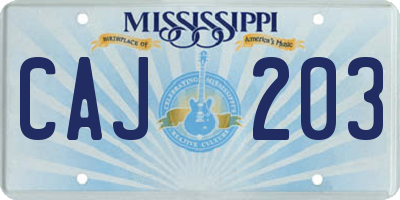 MS license plate CAJ203