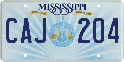 MS license plate CAJ204