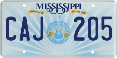 MS license plate CAJ205
