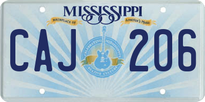 MS license plate CAJ206