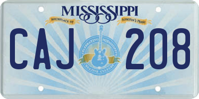 MS license plate CAJ208
