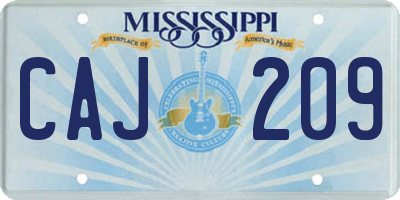 MS license plate CAJ209