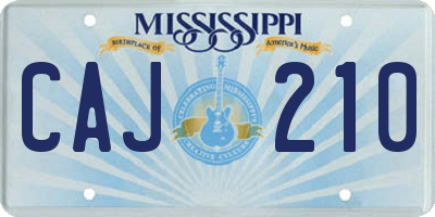 MS license plate CAJ210