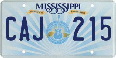 MS license plate CAJ215