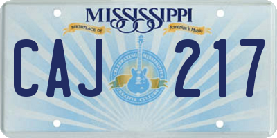MS license plate CAJ217