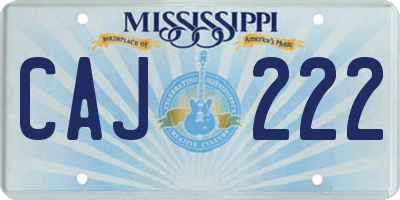 MS license plate CAJ222