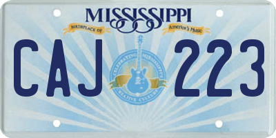 MS license plate CAJ223