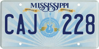 MS license plate CAJ228