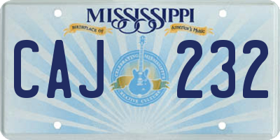 MS license plate CAJ232