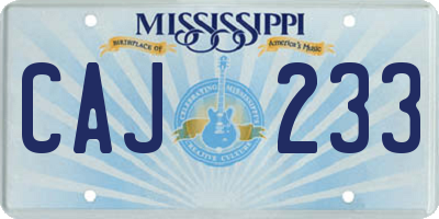 MS license plate CAJ233