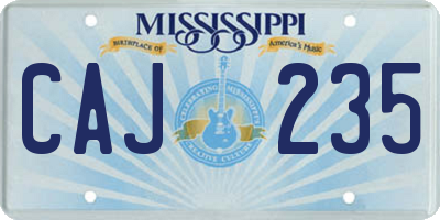 MS license plate CAJ235