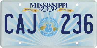 MS license plate CAJ236