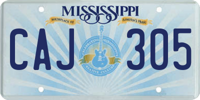 MS license plate CAJ305