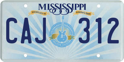 MS license plate CAJ312